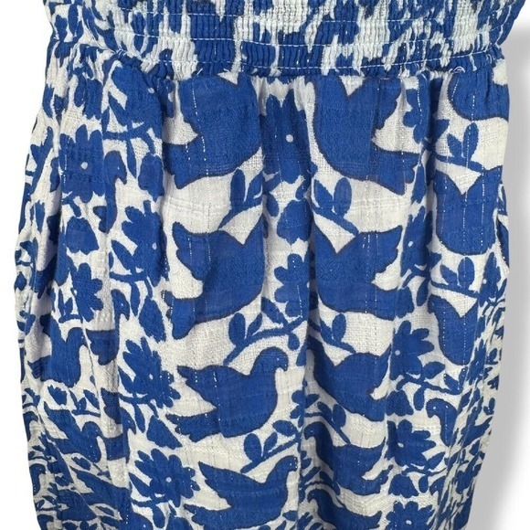 Old Navy Strapless Dress Womens Size 12 Bird Print Blue White Summer Cottagecore - Picture 9 of 12